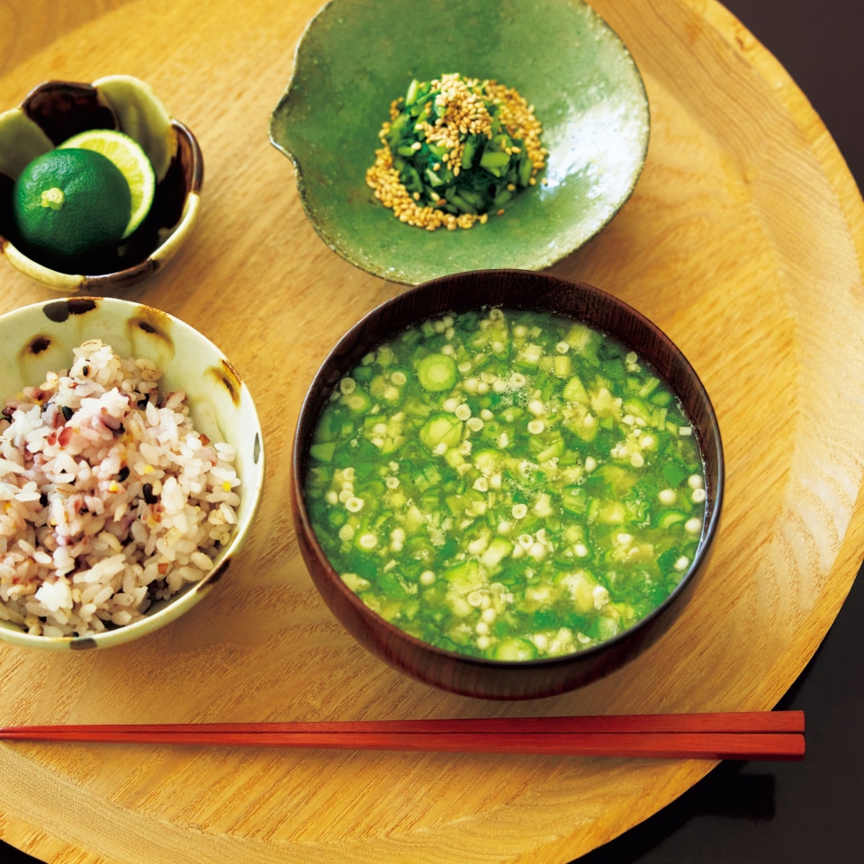 納豆とオクラのみそ汁