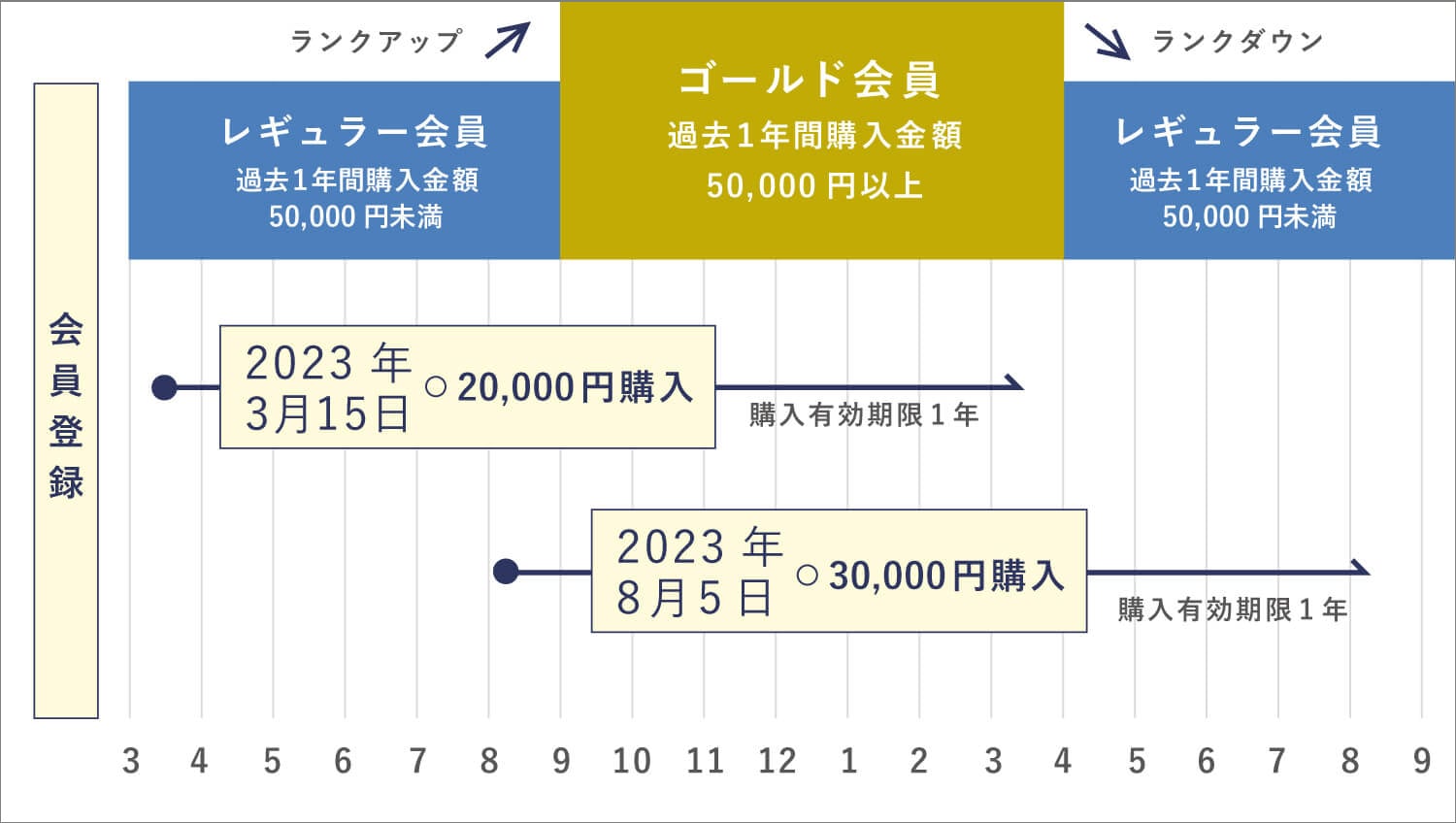 会員ランクアップ・ダウンについて