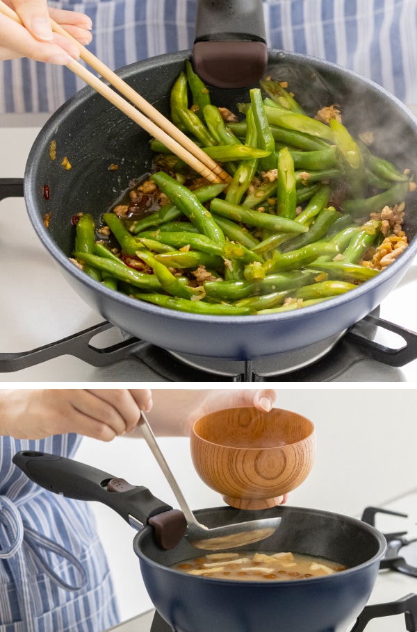 着脱ハンドルフライパンセット(角型、深型20cm)