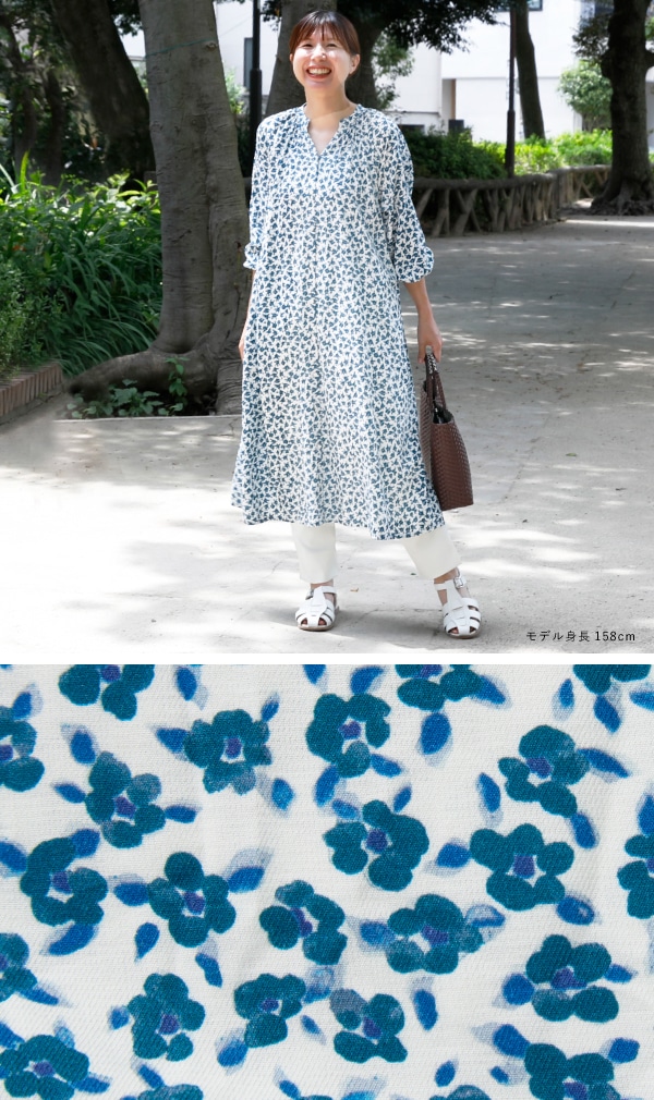 フラワープリントワンピ