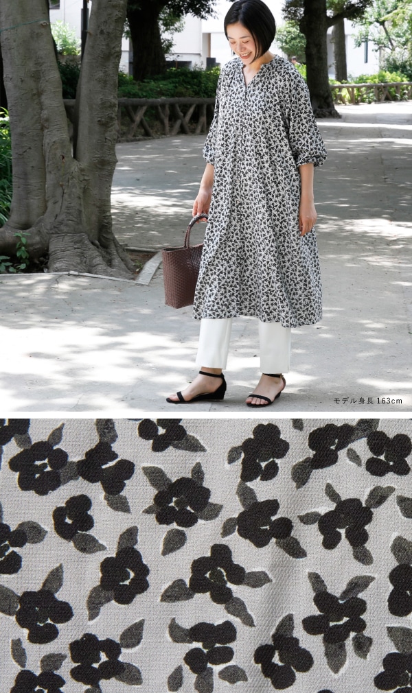 フラワープリントワンピ