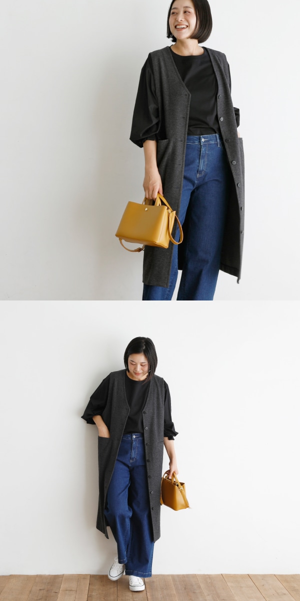 ロングジレ×カジュアル